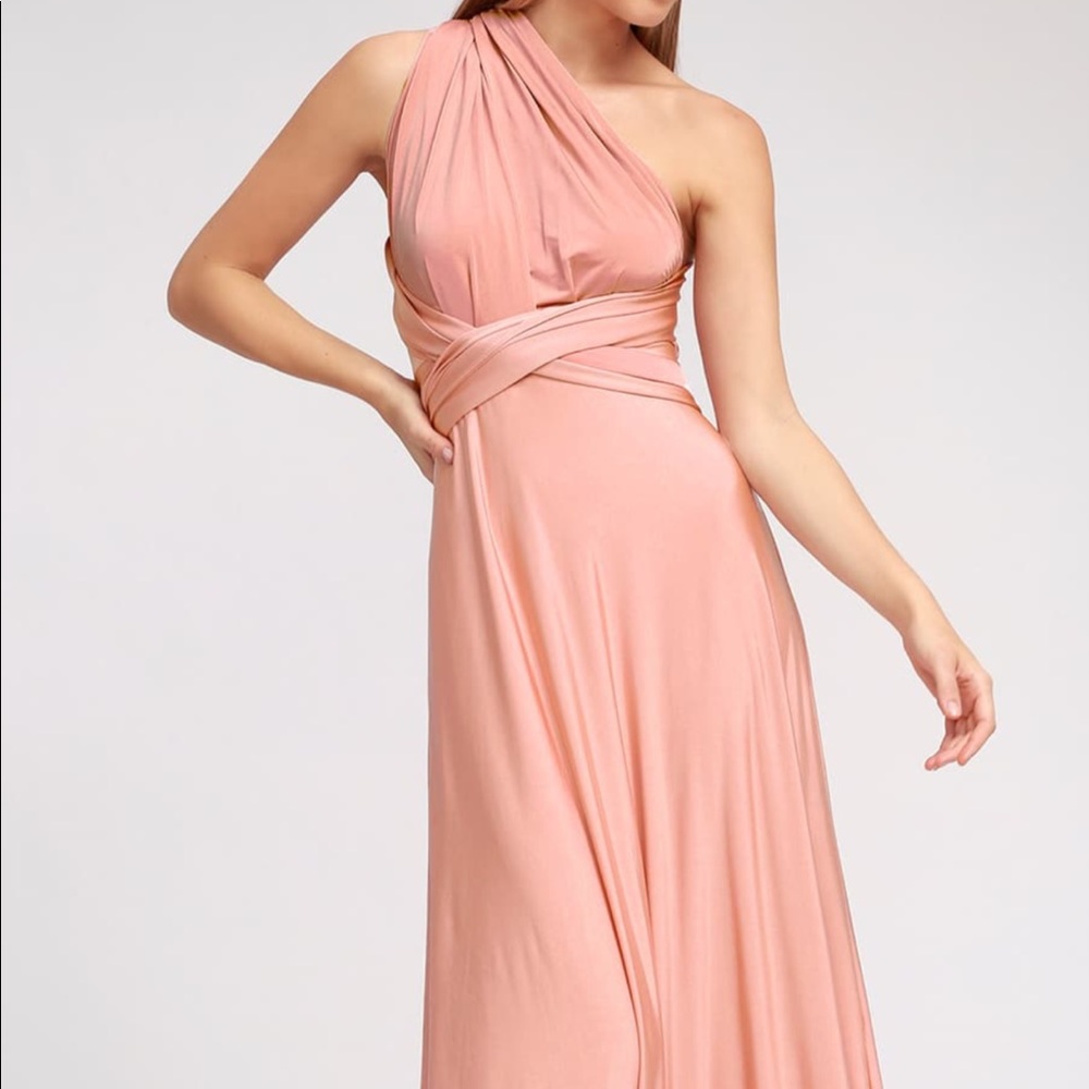 Used Once! Lulus Convertible Blush Pink Maxi Dress